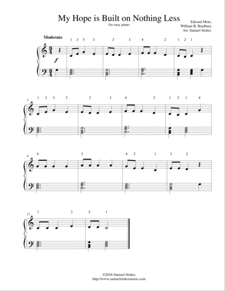 My Hope is Built on Nothing Less (The Solid Rock) - for easy piano Piano Method scores gallery preview page 1
