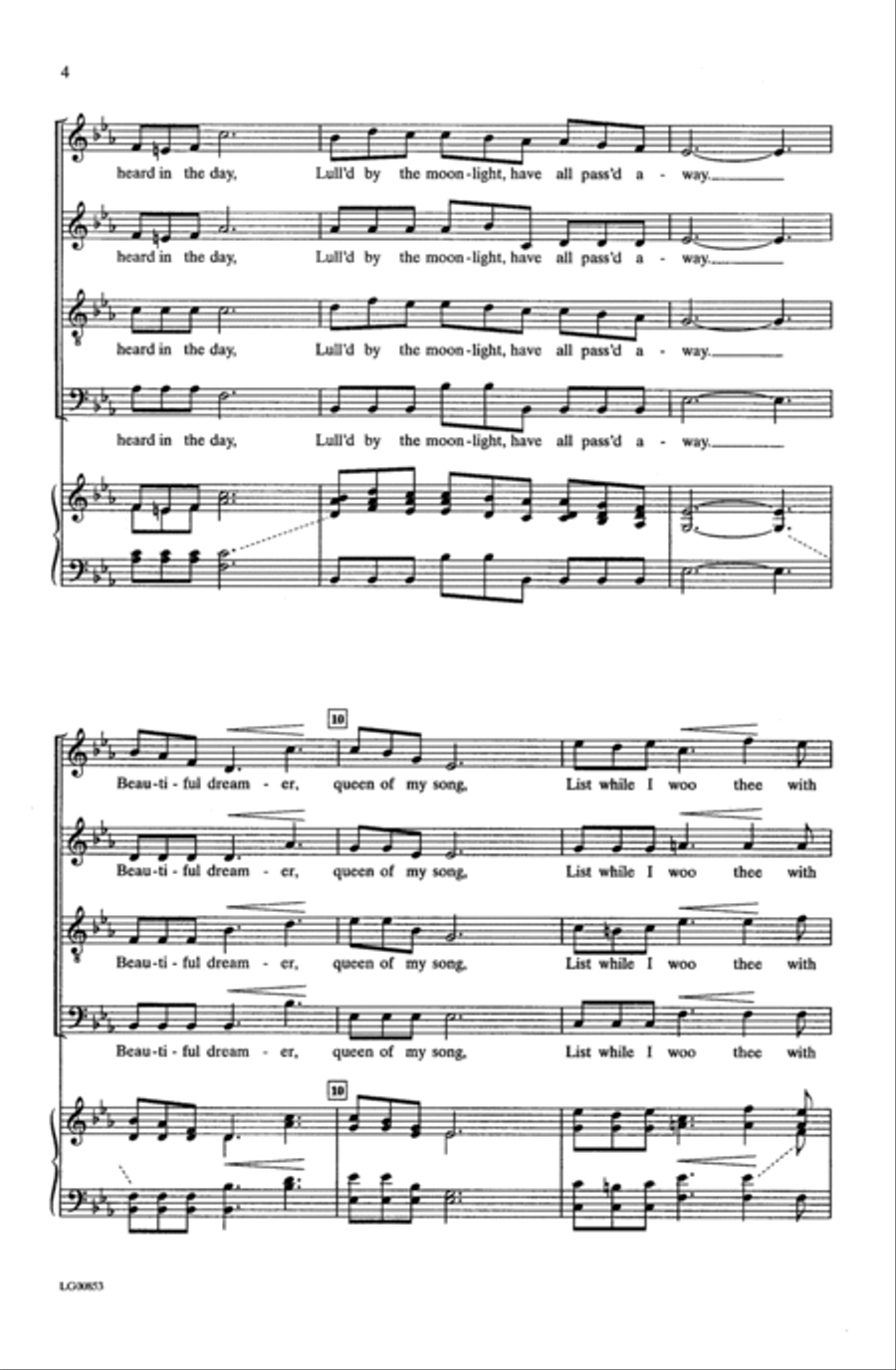 Beautiful Dreamer 4-Part scores gallery preview page 3