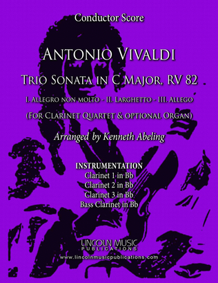 Book cover for Vivaldi - Trio Sonata in C Major, RV 82 (for Clarinet Quartet and Optional Organ)