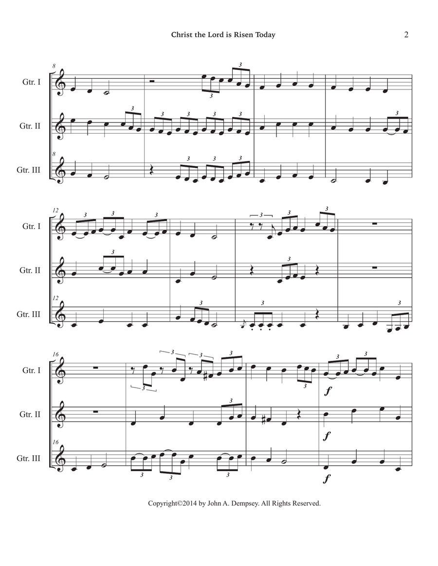 Christ the Lord Is Risen Today (Guitar Trio) Guitar Ensemble scores gallery preview page 6