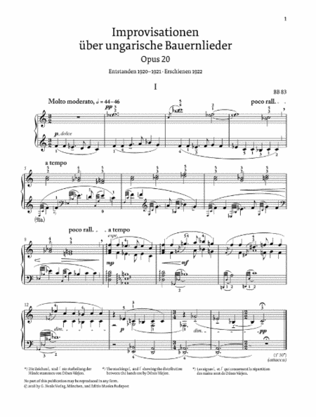 Improvisations on Hungarian Peasant Songs, Op. 20