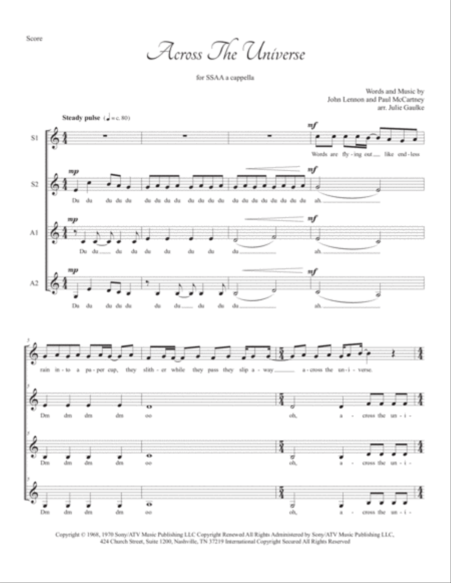 Across The Universe SSAA scores gallery preview page 1