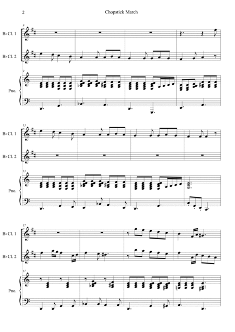 Chopstick March Clarinet Duet scores gallery preview page 2