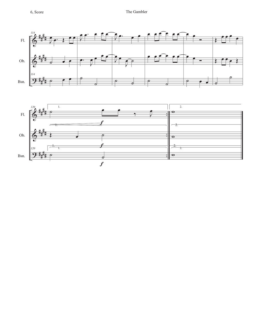 The Gambler Woodwind Trio scores gallery preview page 6
