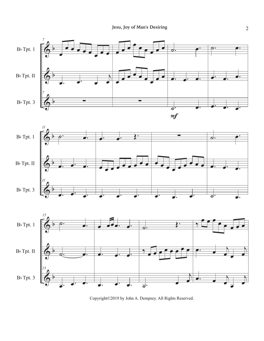 Jesu, Joy of Man's Desiring (Trumpet Trio) Trumpet Trio scores gallery preview page 6