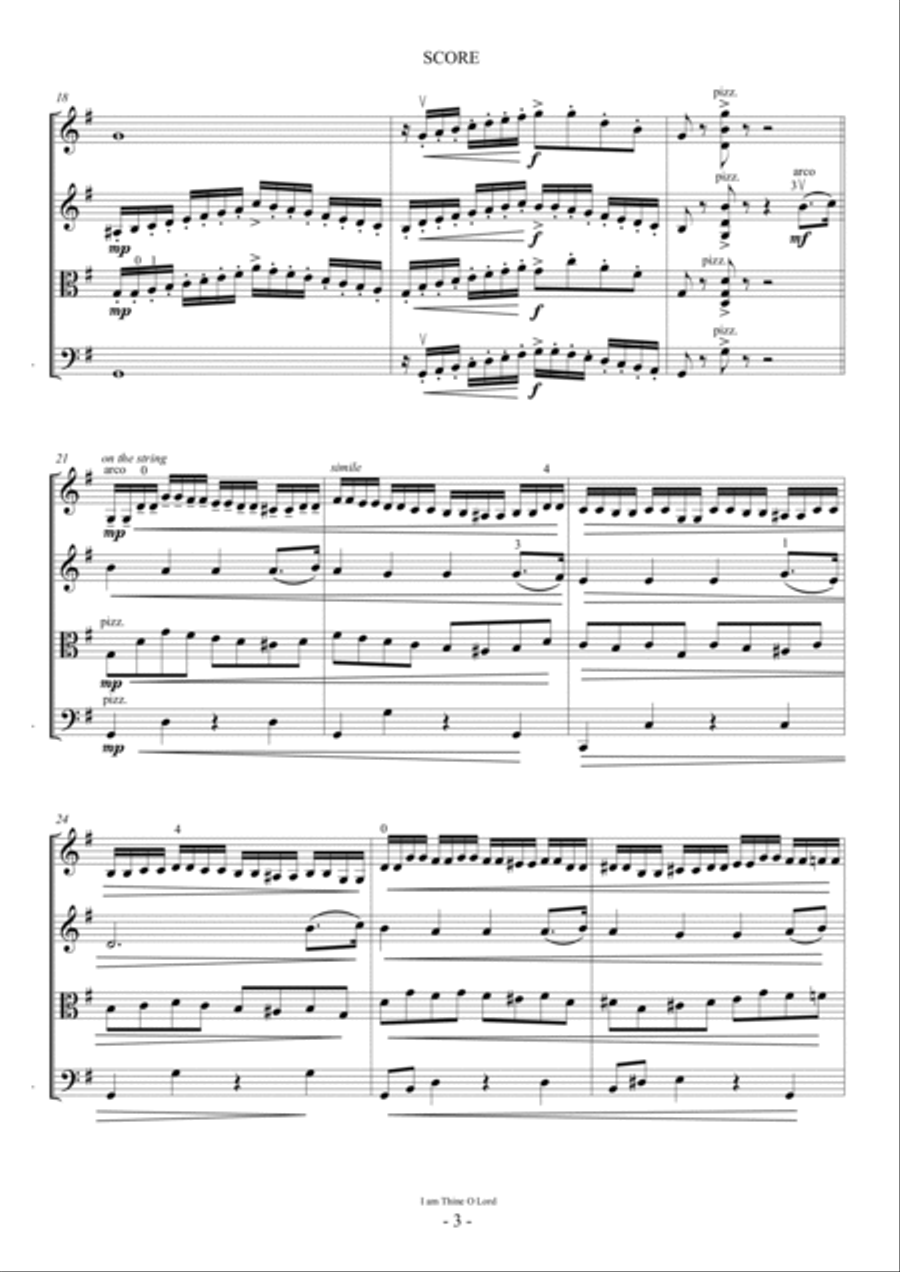 I am Thine, O Lord (For S. Quartet) String Quartet scores gallery preview page 3
