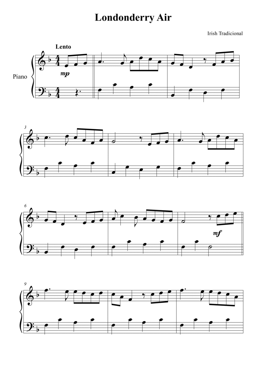 Londonderry Air Easy Piano scores gallery preview page 1
