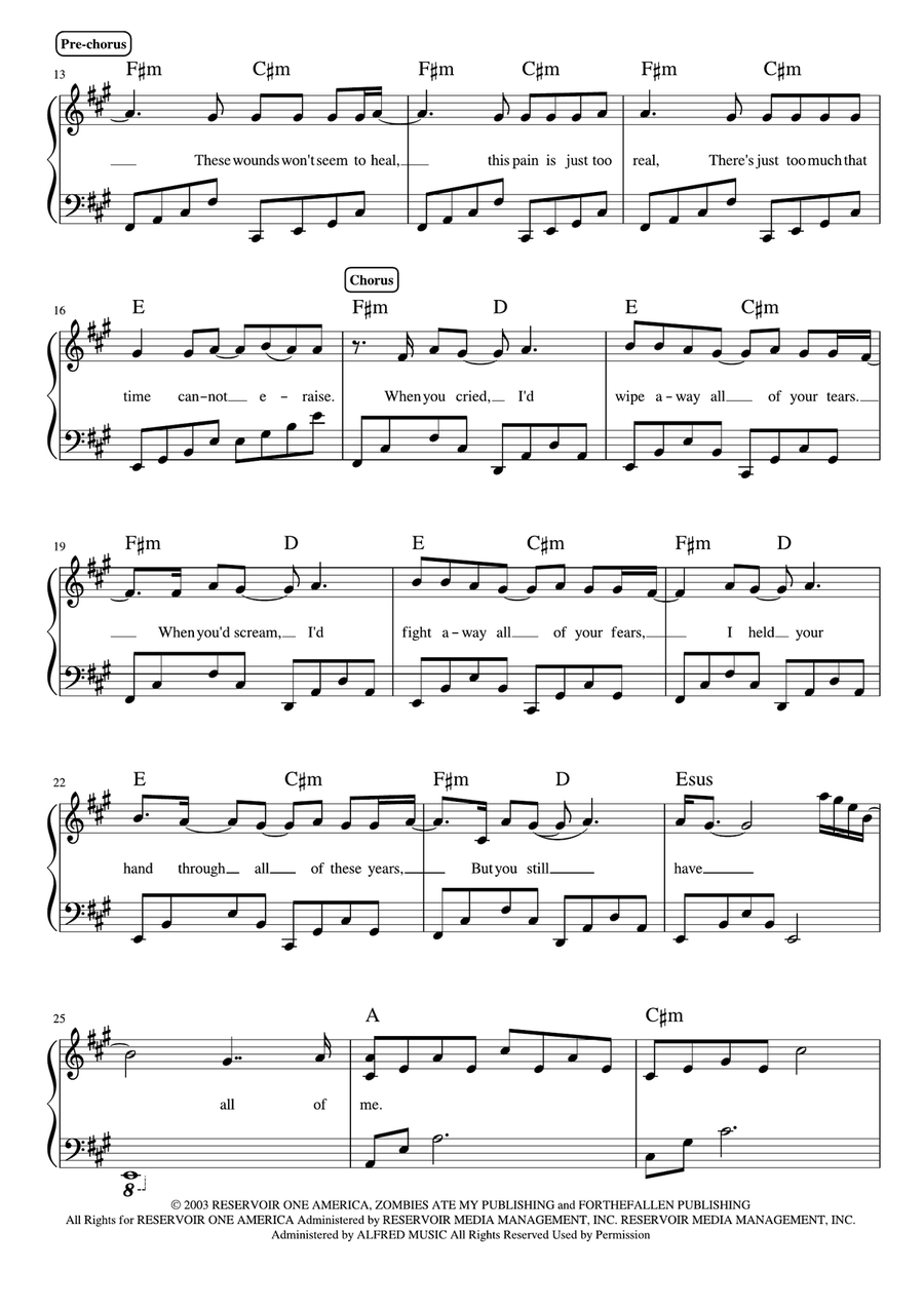 My Immortal Piano Solo scores gallery preview page 2