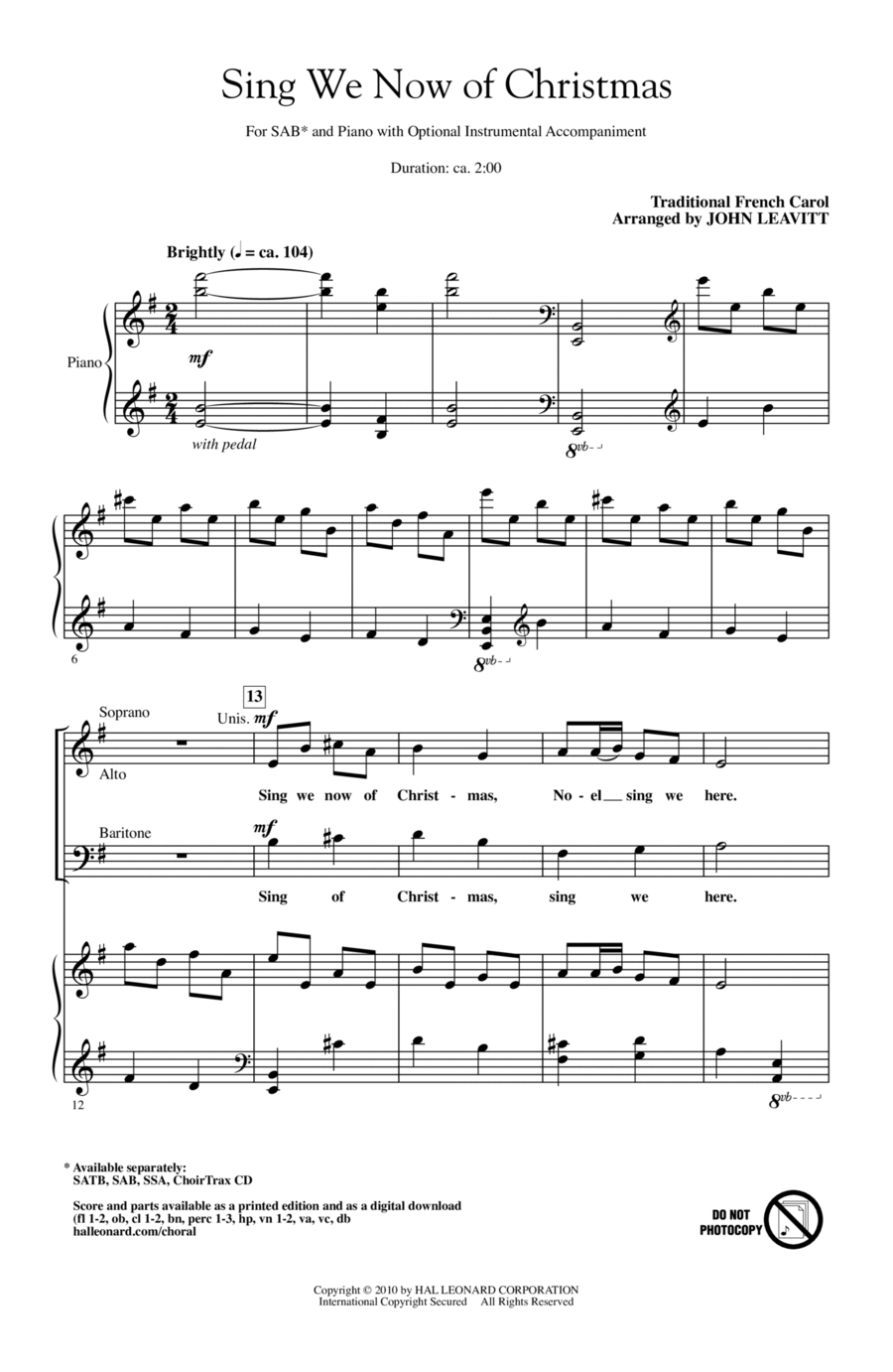 Sing We Now Of Christmas Sing We Now Of Christmas 3-Part scores gallery preview page 1
