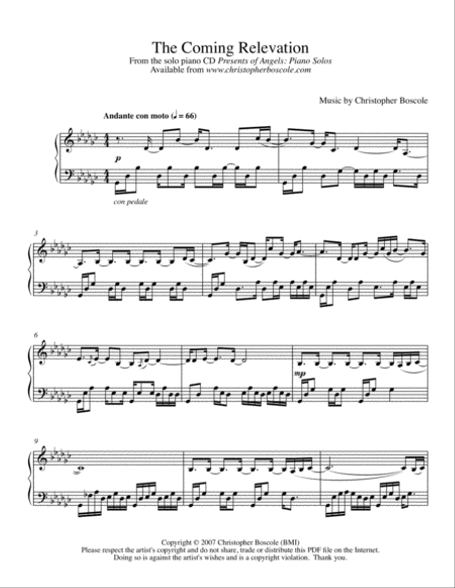 The Coming Relevation Piano Solo by Christopher Boscole Piano Solo scores gallery preview page 1
