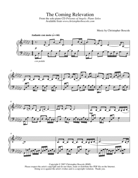 The Coming Relevation Piano Solo by Christopher Boscole