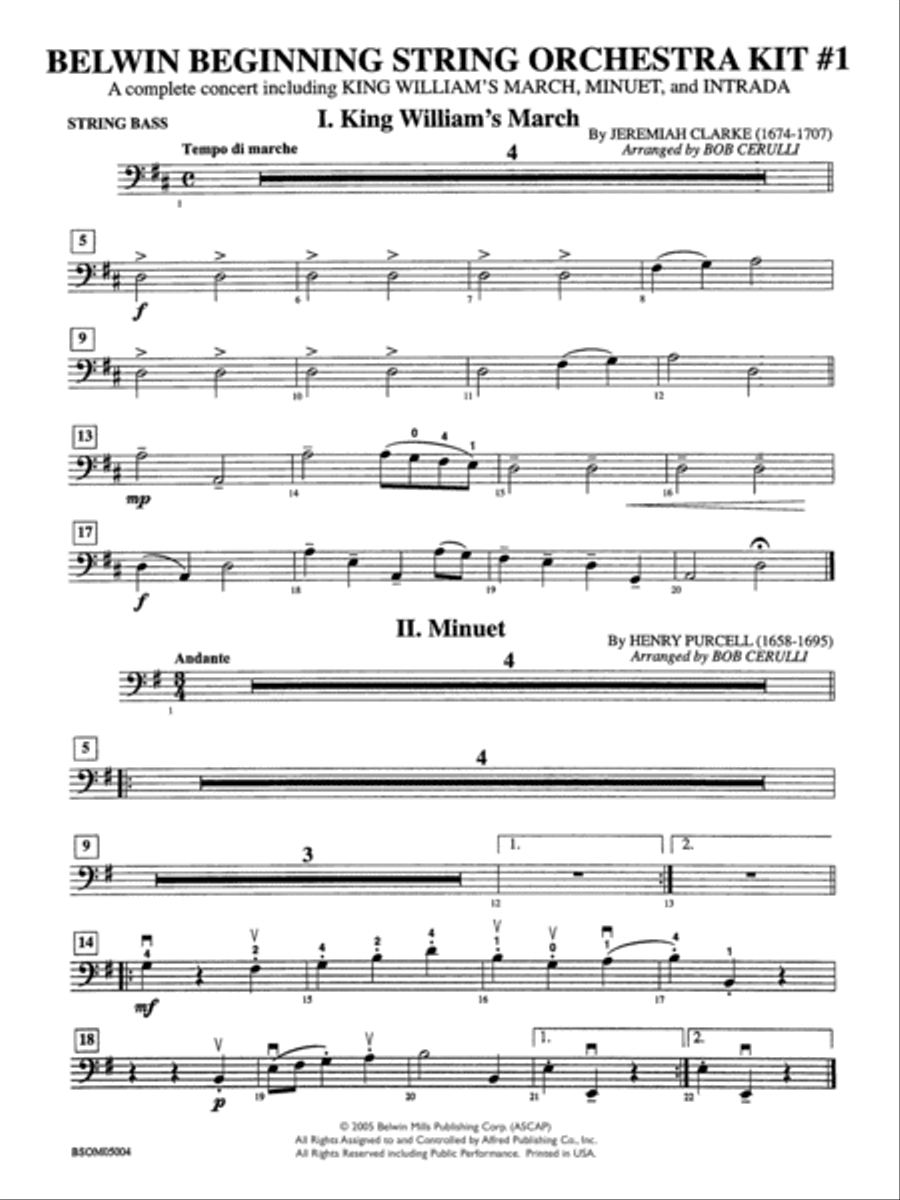 Belwin Beginning String Orchestra Kit #1: String Bass String Orchestra scores gallery preview page 1
