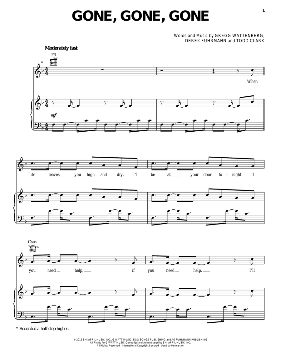Gone, Gone, Gone Acoustic Guitar scores gallery preview page 1