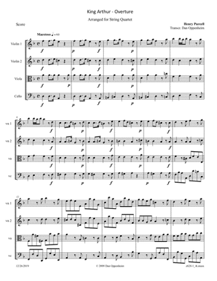 Purcell: King Arthur (z 628) - Overture; arr. for String Quartet