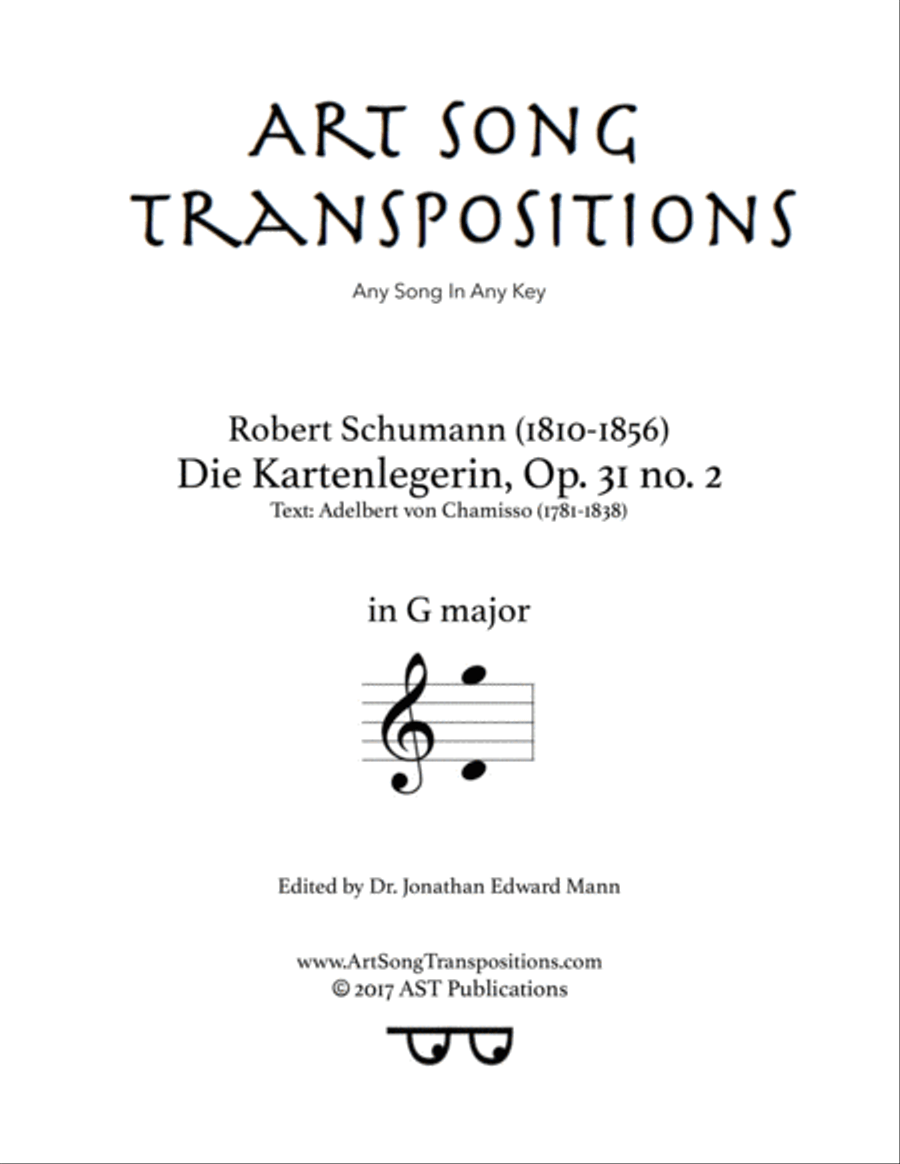 SCHUMANN: Die Kartenlegerin, Op. 31 no. 2 (transposed to G major) Voice scores gallery preview page 1