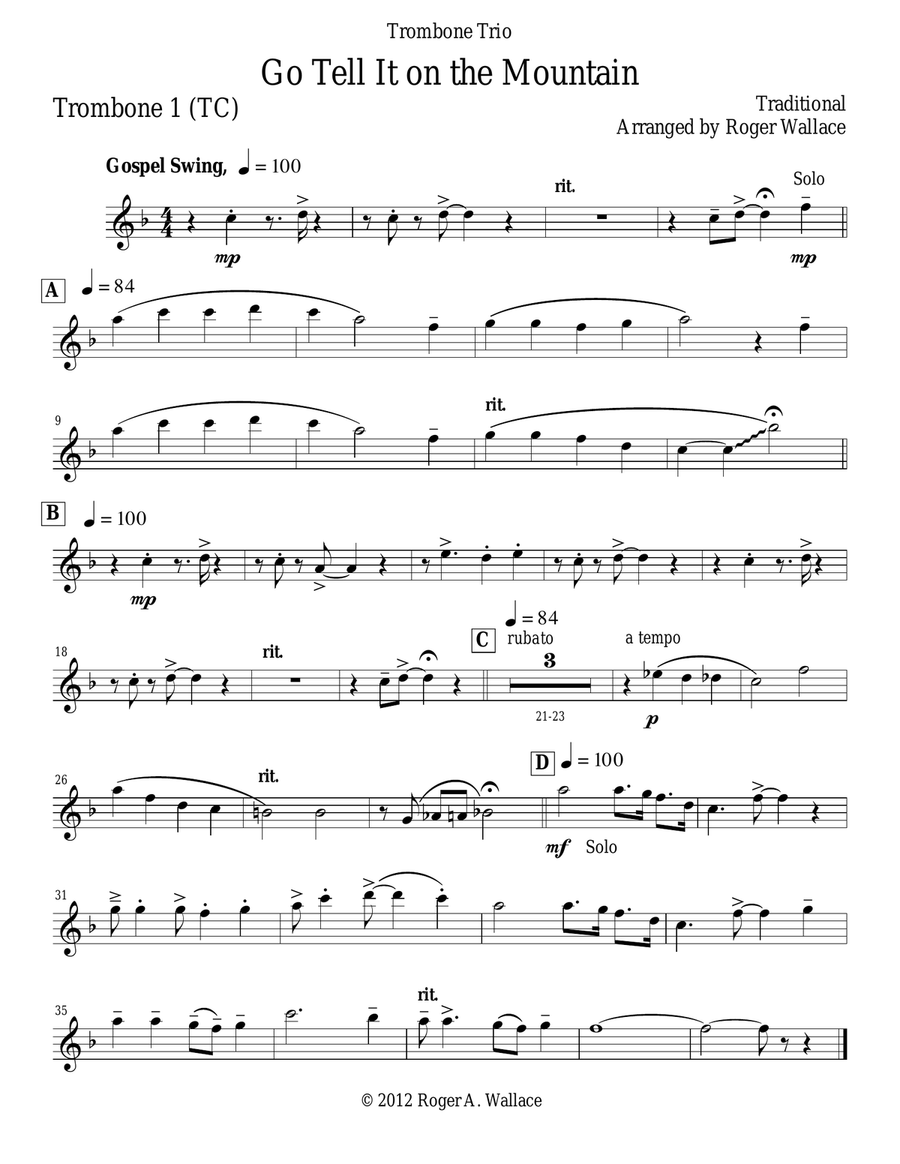 Go Tell It on the Mountain (Trombone Trio) Trombone Trio scores gallery preview page 5