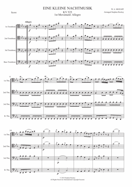 Eine Kleine Nachtmusik 1st Movement Allegro for Trombone Quartet image number null