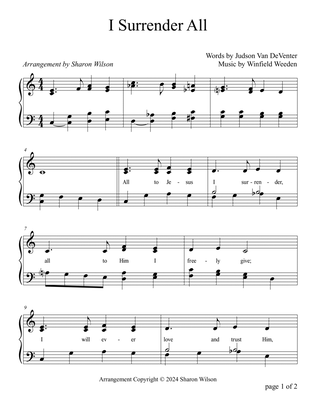 I Surrender All (Two Octave, Early-Intermediate Piano Solo)