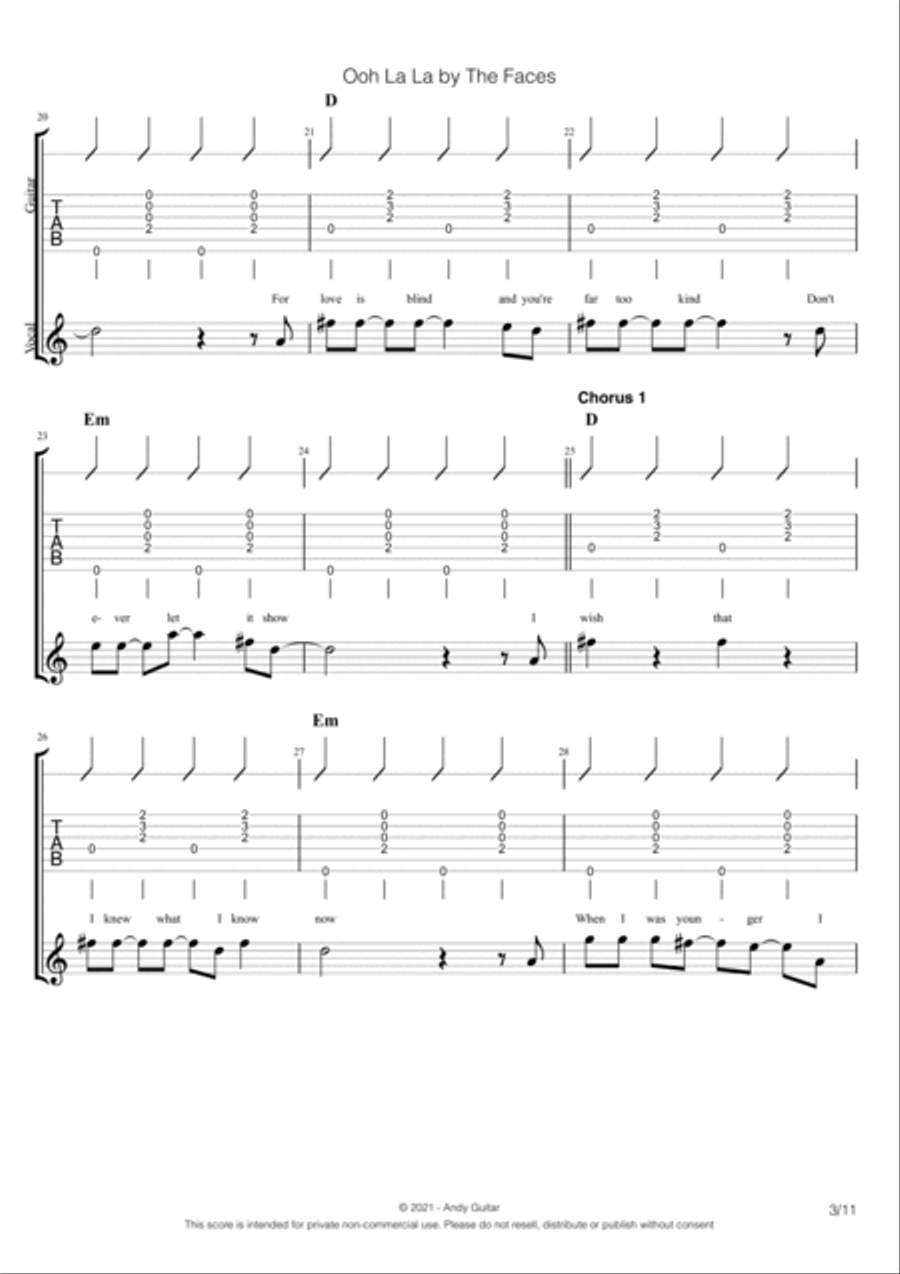 Ooh La La Ooh La La Guitar scores gallery preview page 3