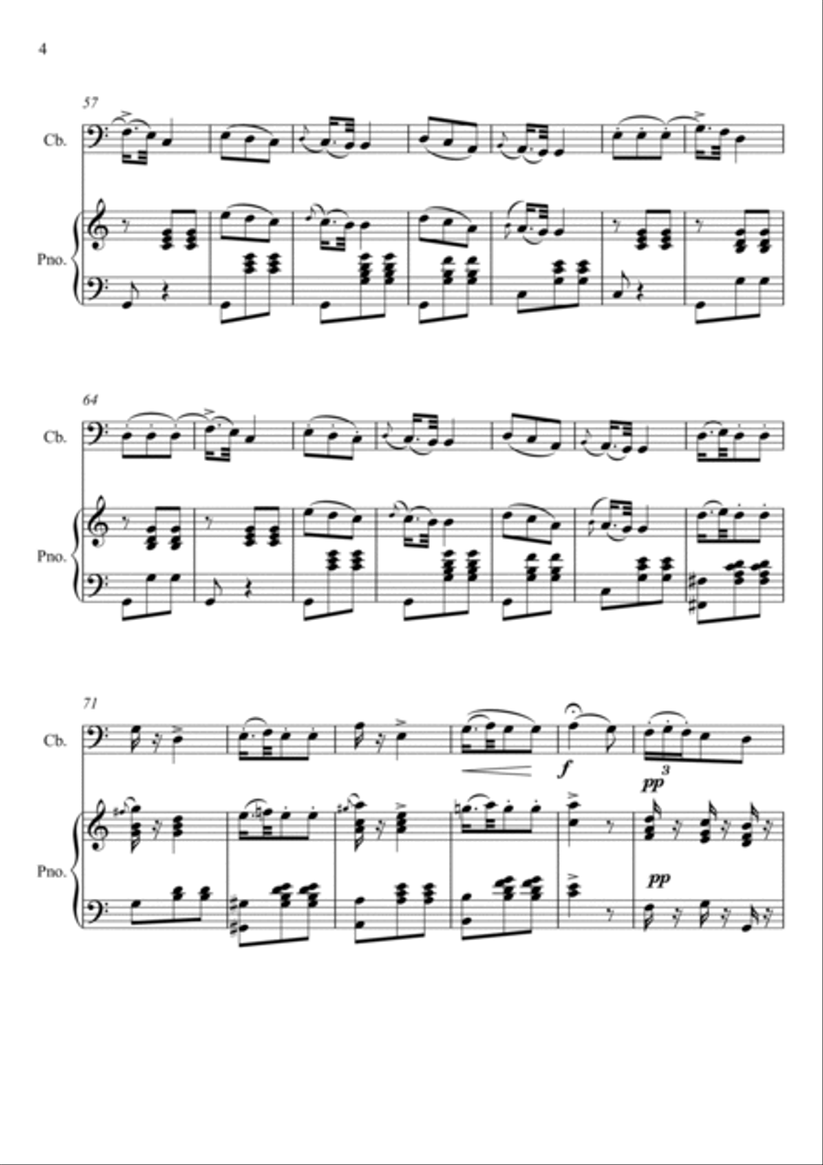 Giuseppe Verdi - La donna e mobile (Rigoletto) Double Bass - C Key String Duet scores gallery preview page 4