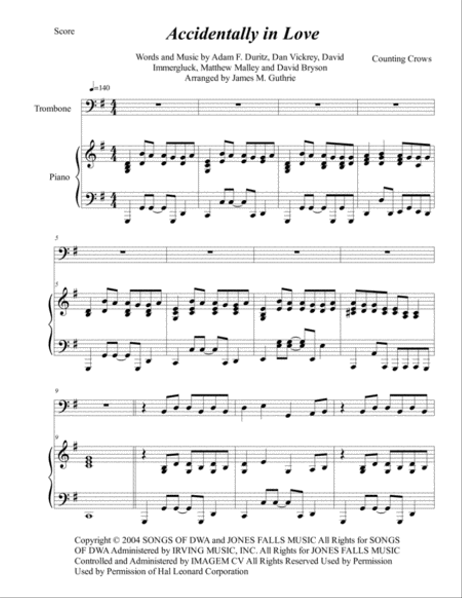 Accidentally In Love Piano scores gallery preview page 1