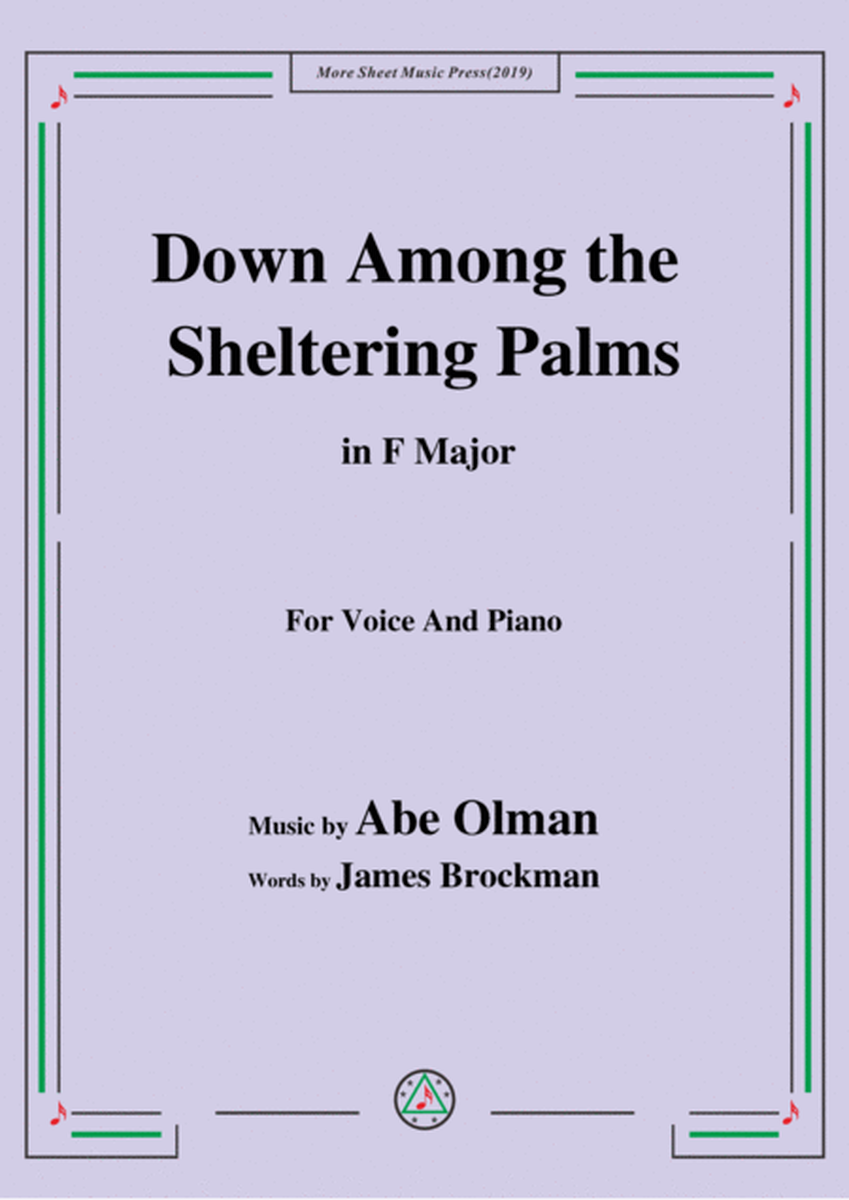 Abe Olman-Down Among the Sheltering Palms,in F Major,for Voice&Piano image number null