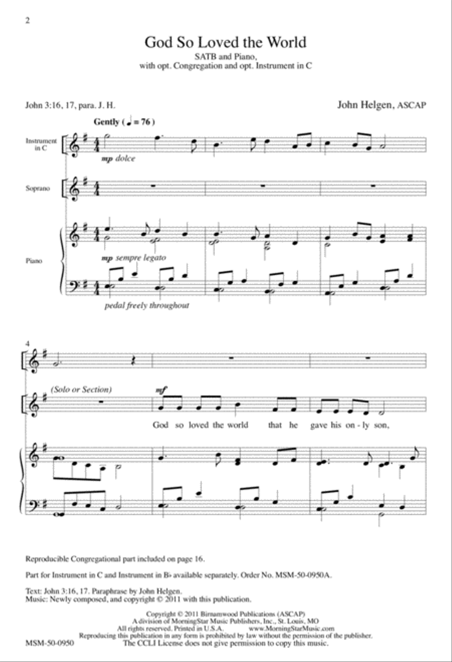 God So Loved the World God So Loved the World 4-Part scores gallery preview page 1