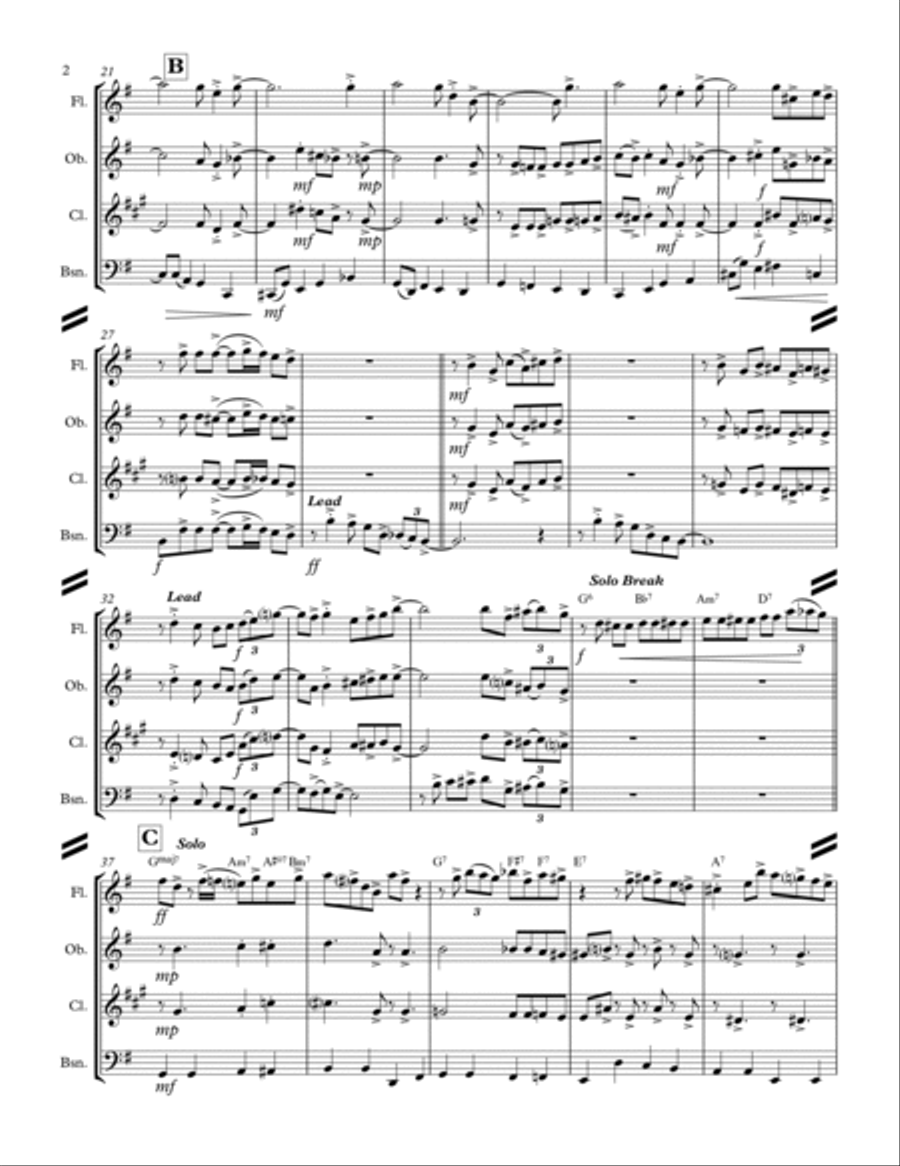Don't Get Around Much Anymore Woodwind Quartet scores gallery preview page 3