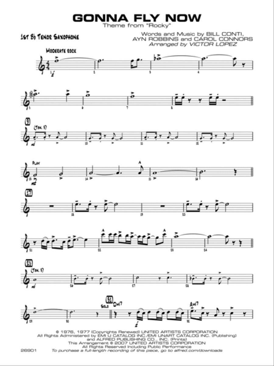 Gonna Fly Now: B-flat Tenor Saxophone Jazz Ensemble scores gallery preview page 1