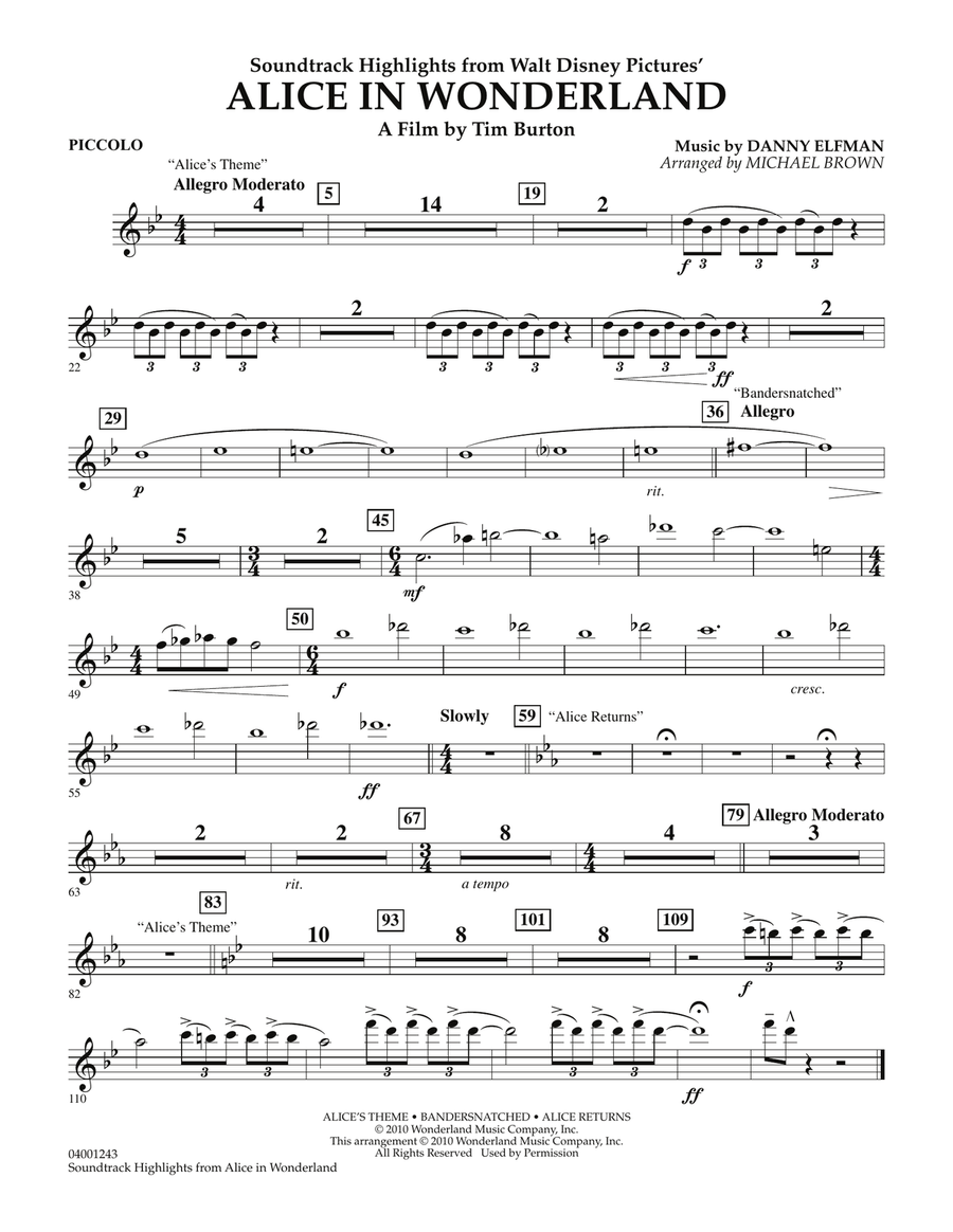 Alice In Wonderland, Soundtrack Highlights - Piccolo