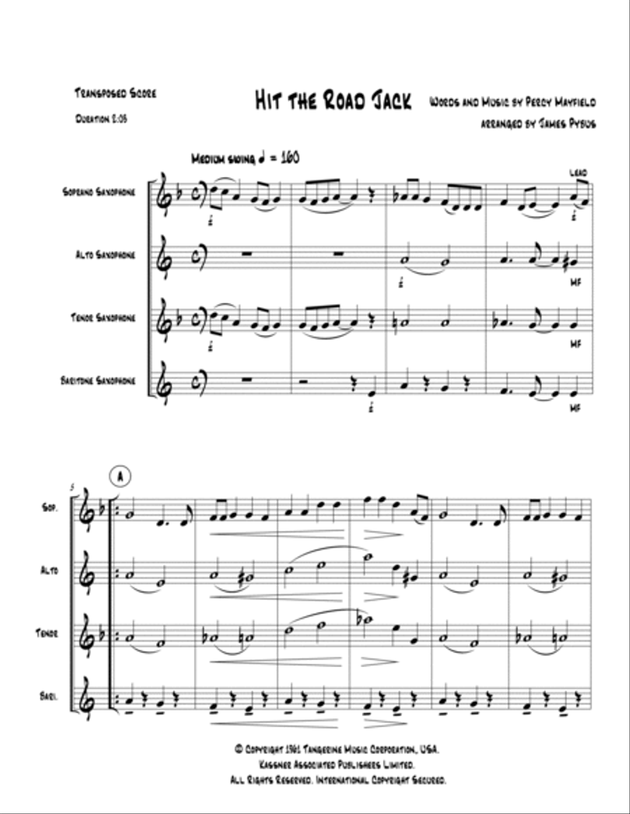 Hit The Road Jack Saxophone Quartet scores gallery preview page 3