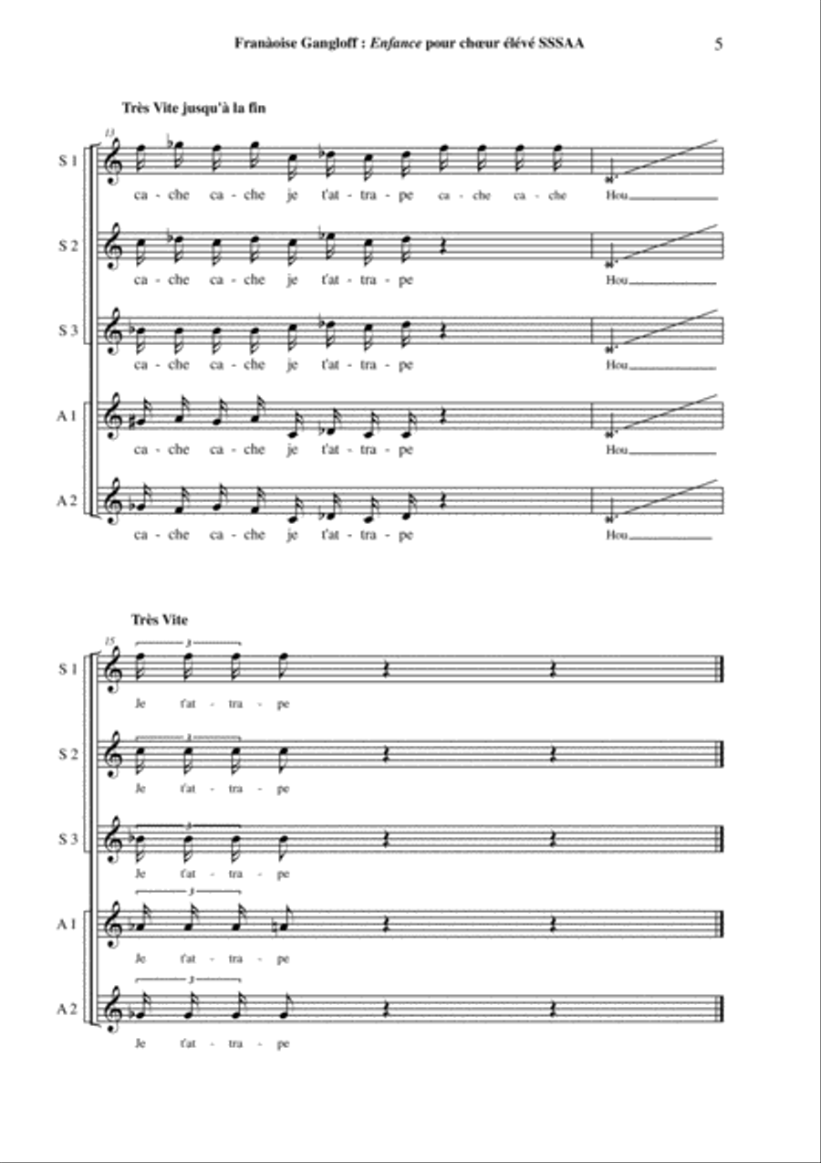 Françoise Gangloff: Enfance for SSSAA chorus SSA scores gallery preview page 5