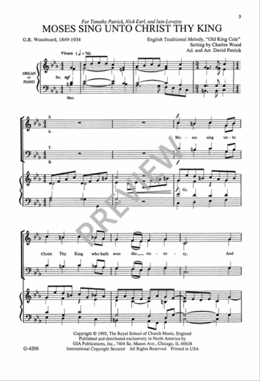 Moses Sing unto Christ the King 4-Part scores gallery preview page 4
