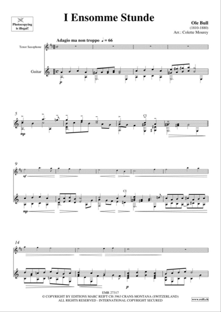I Ensomme Stunde I Ensomme Stunde Tenor Saxophone scores gallery preview page 3