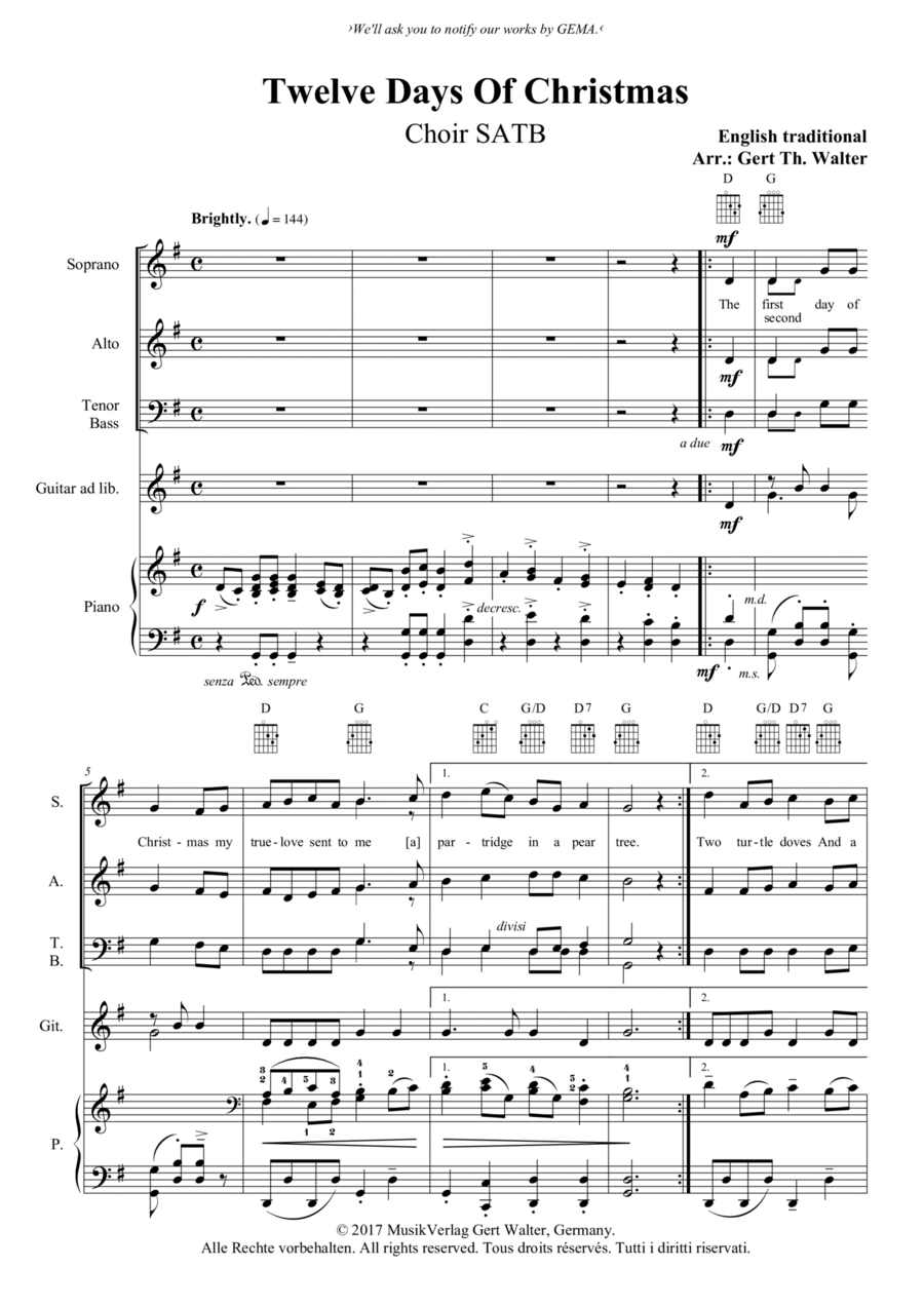 Twelve Days Of Christmas 4-Part scores gallery preview page 1