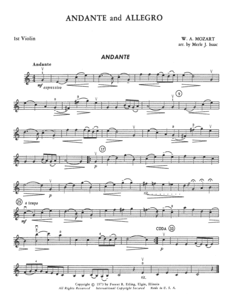 Andante and Allegro: 1st Violin
