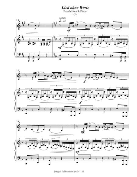 Mendelssohn: Song Without Words Op. 109 for French Horn & Piano image number null