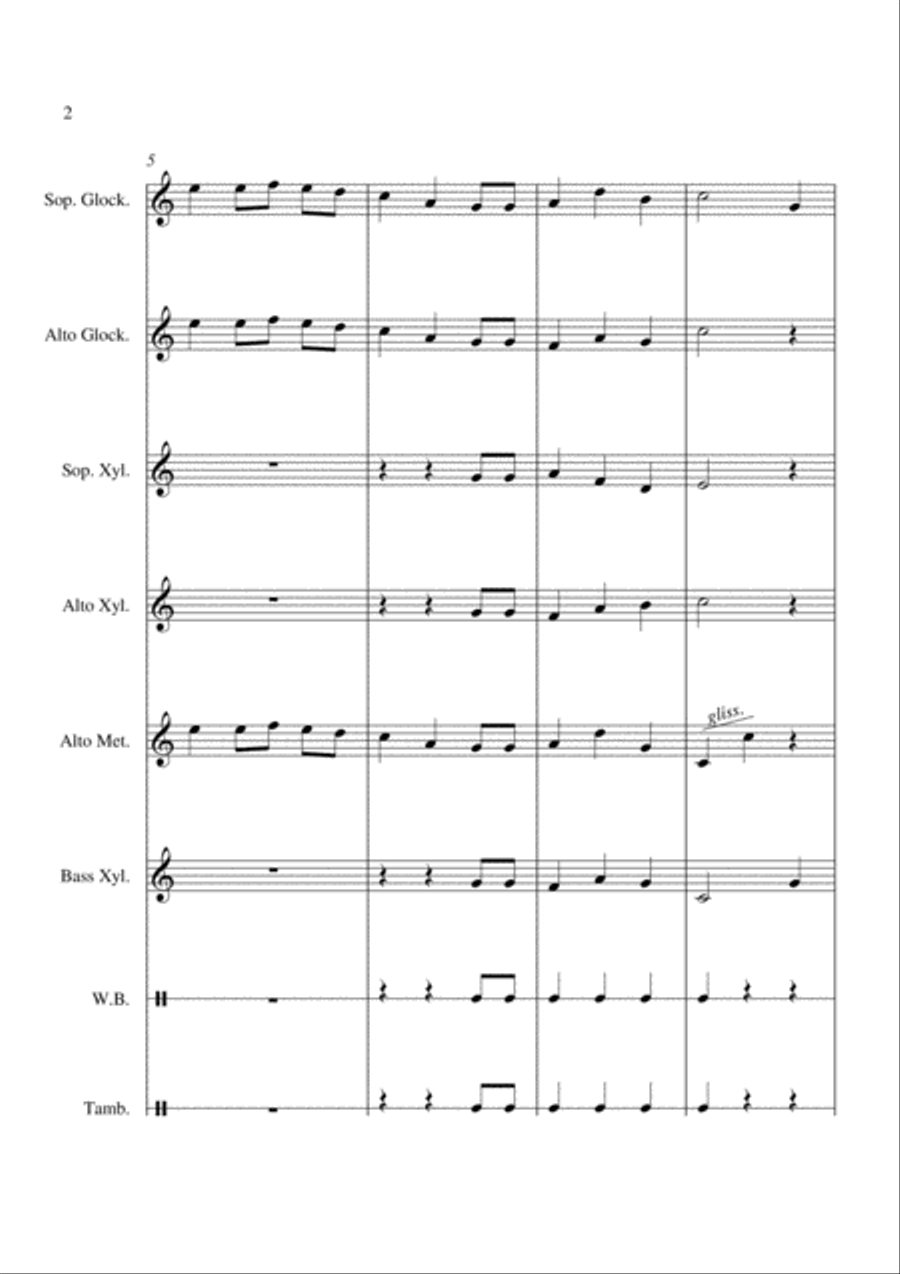 We Wish You A Merry Christmas - For Orff Ensemble Percussion Ensemble scores gallery preview page 2