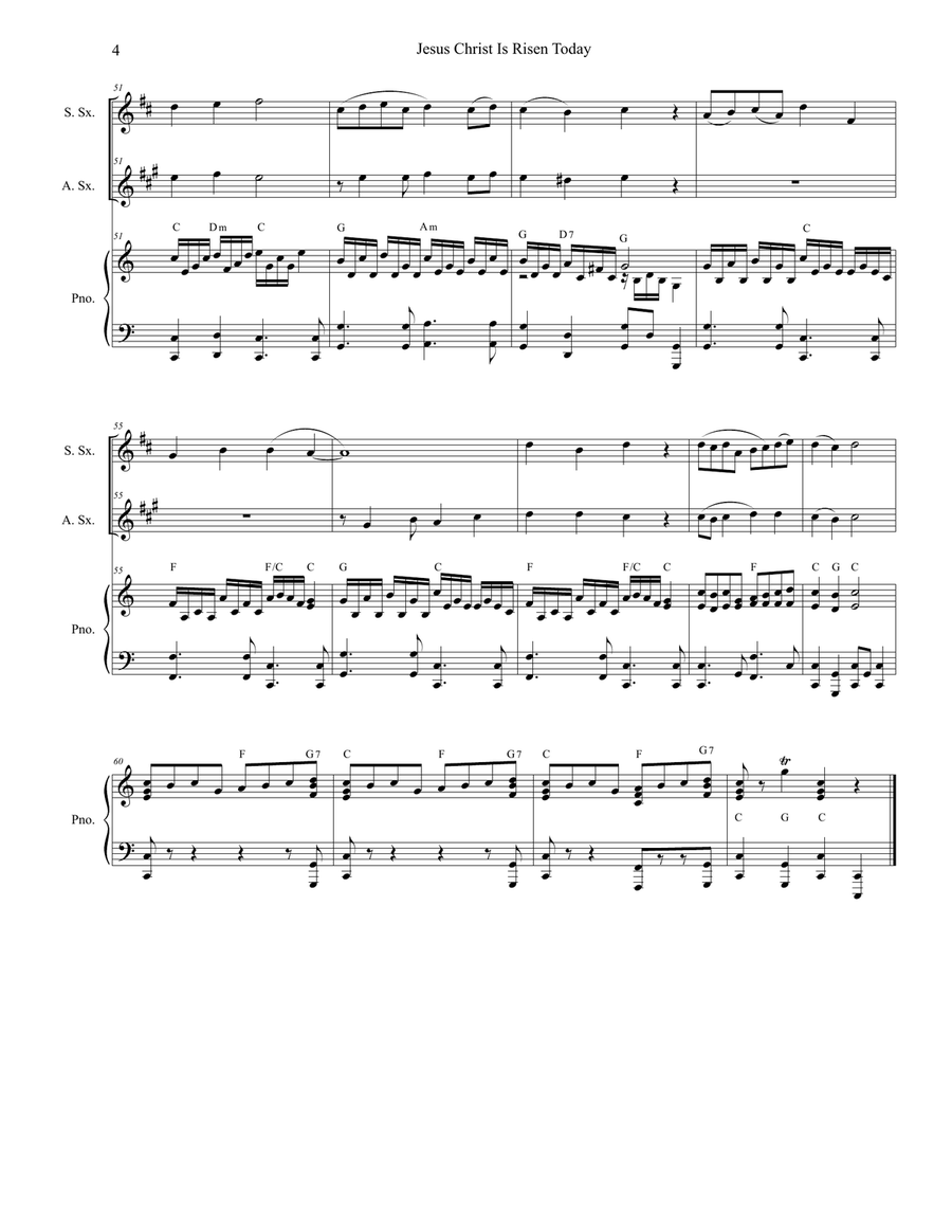 Jesus Christ Is Risen Today (Duet for Soprano and Alto Saxophone) Woodwind Duet scores gallery preview page 5