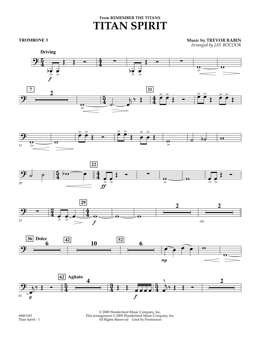 Titan Spirit (Theme from "Remember the Titans") - Trombone 3