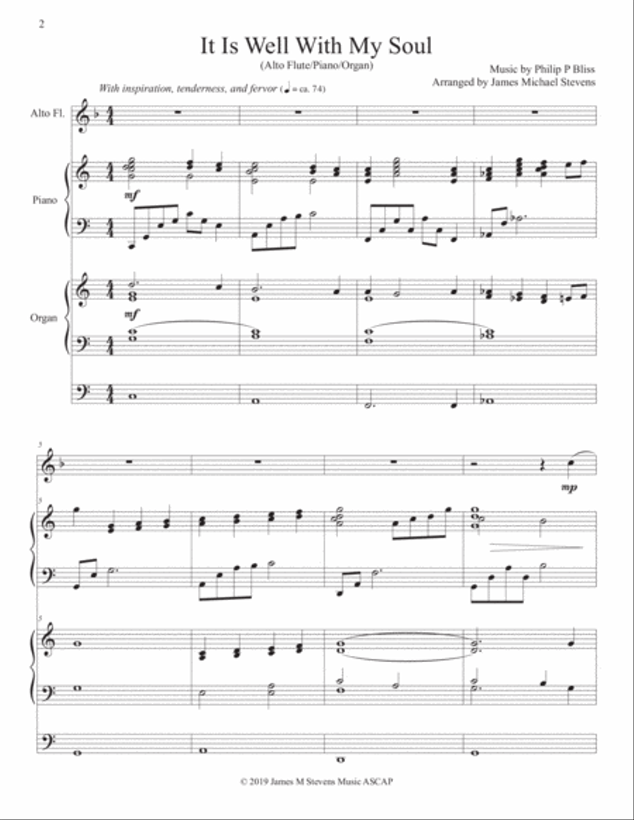 It Is Well With My Soul - Alto Flute Solo, Piano, & Organ Flute Solo scores gallery preview page 2