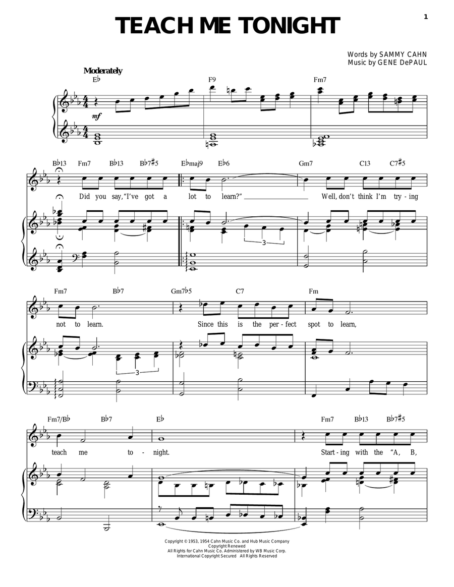 Teach Me Tonight Piano, Vocal, Guitar scores gallery preview page 1