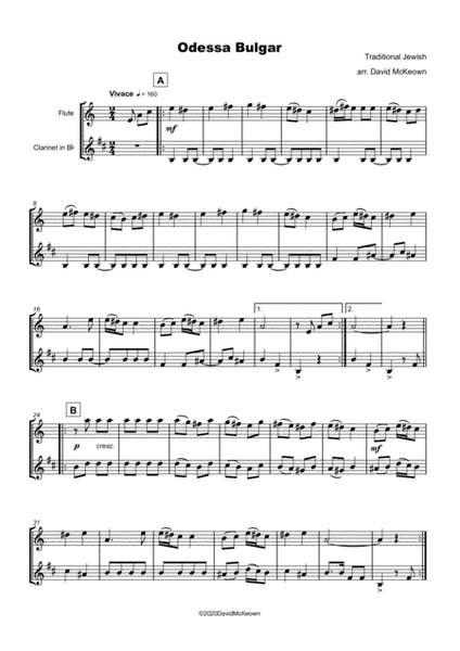 Odessa Bulgar, Klezmer tune for Flute and Clarinet Duet