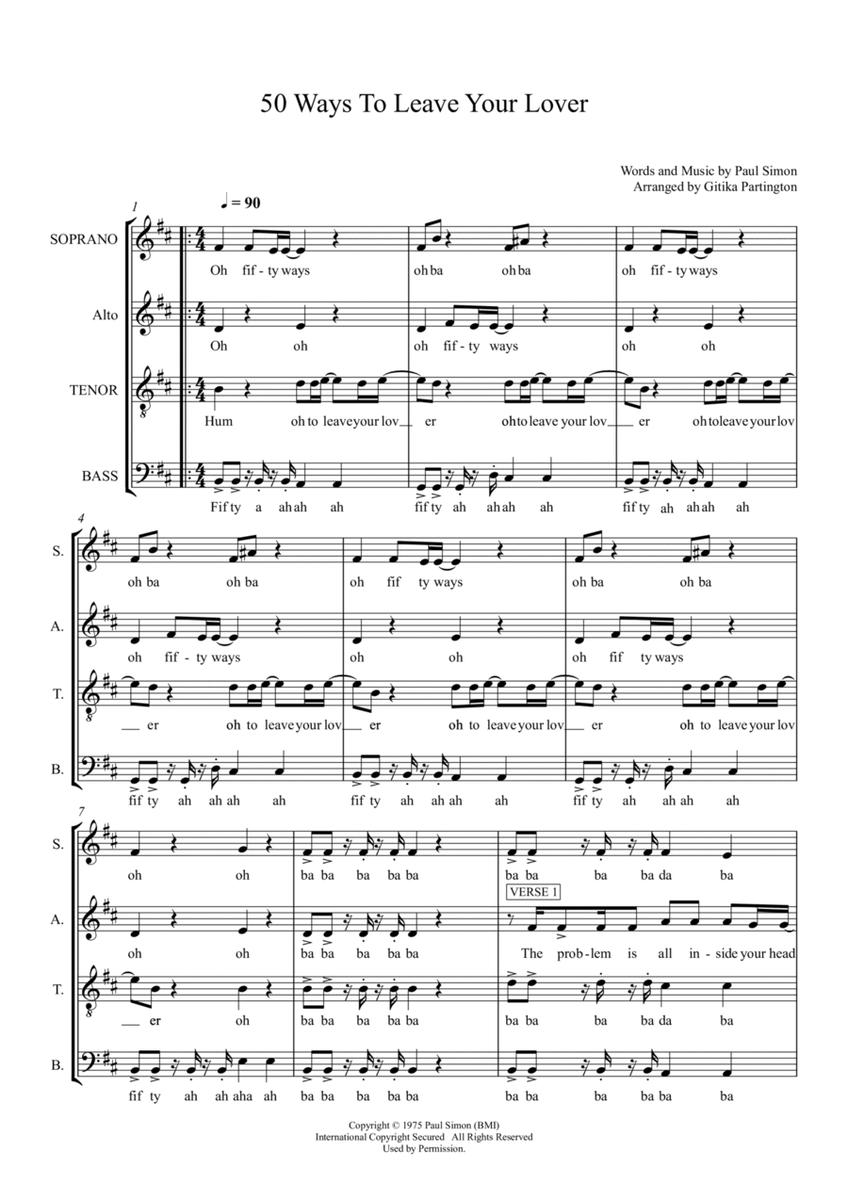 Fifty Ways To Leave Your Lover (arr. Gitika Partington)