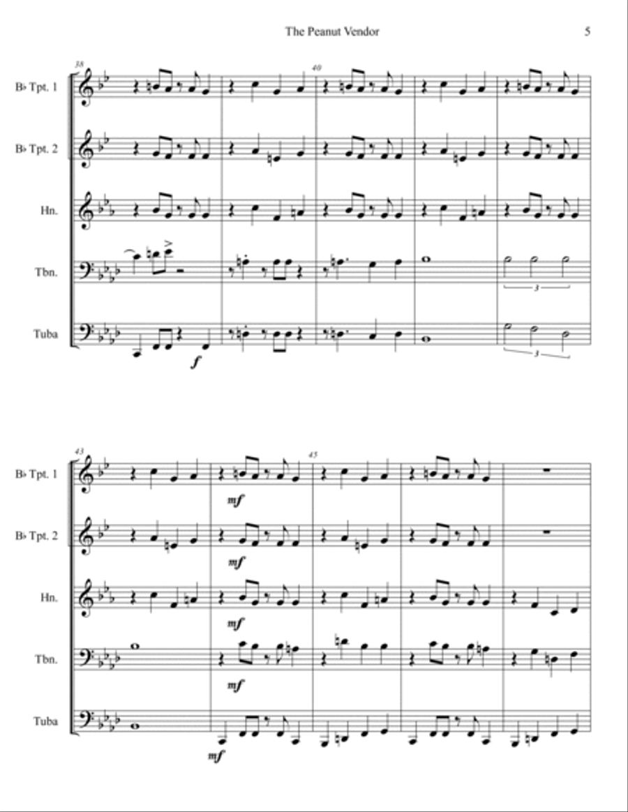 The Peanut Vendor (el Manisero) Brass Quintet scores gallery preview page 6