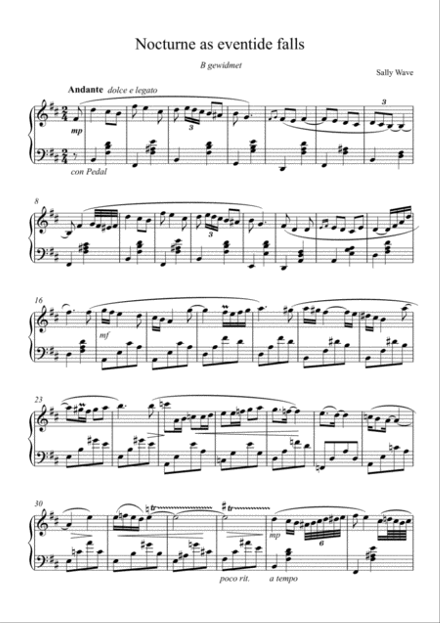 Nocturne as eventide falls of Diptych of the love of Dante and Beatrice op. 23