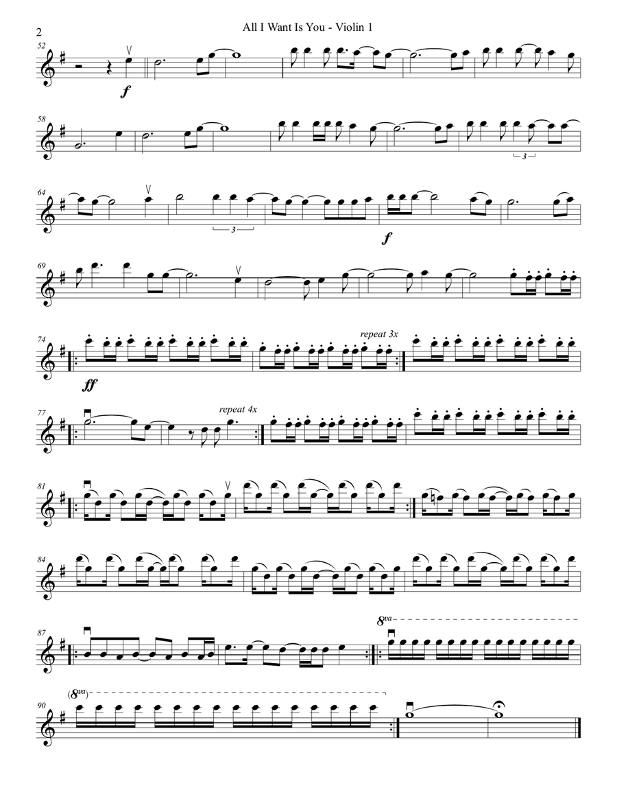 All I Want Is You String Quartet scores gallery preview page 2