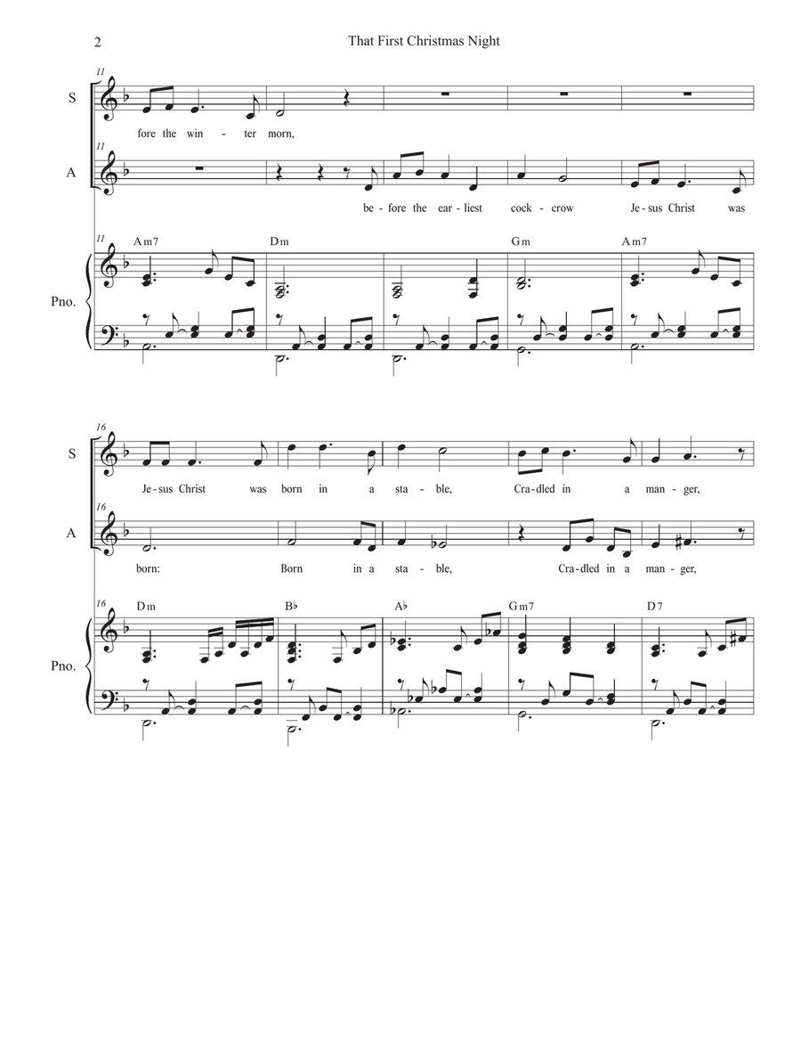 That First Christmas Night (Duet for Soprano and Alto solo) Alto Voice scores gallery preview page 2