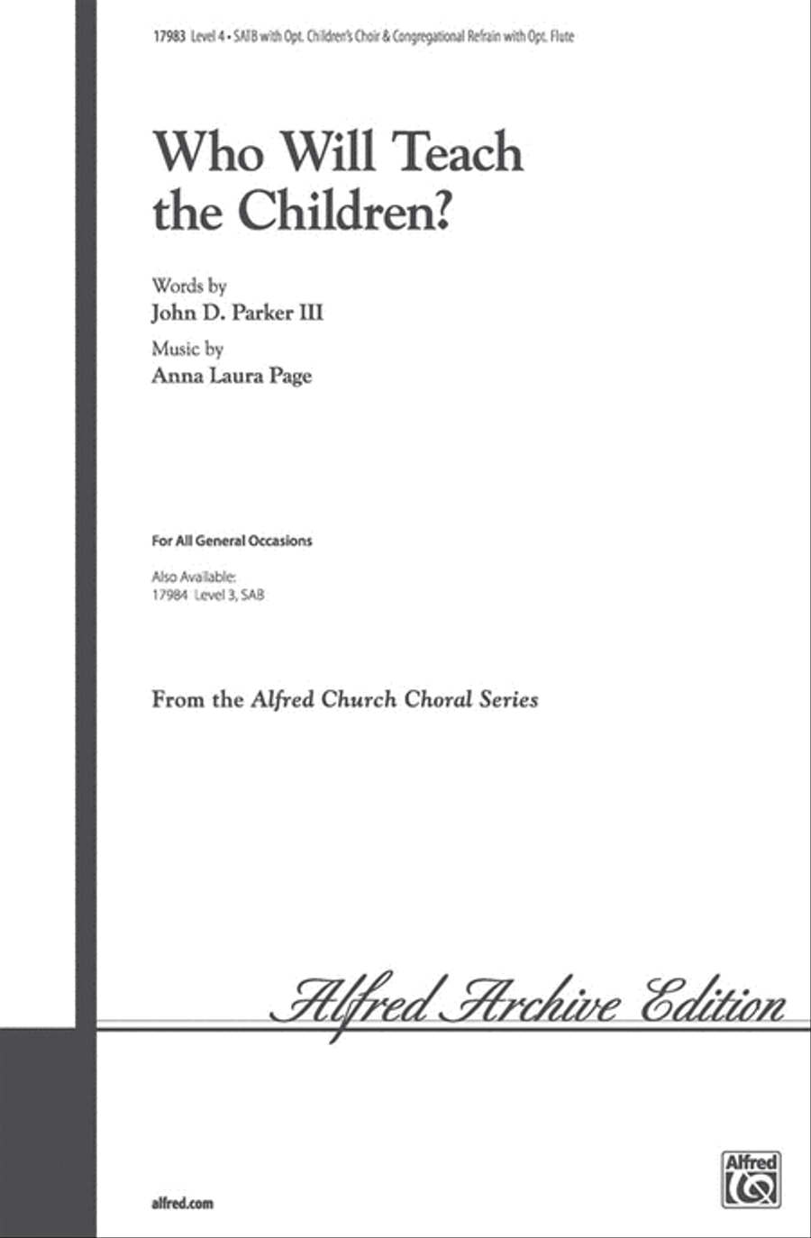 Who Will Teach the Children? 4-Part scores gallery preview page 1