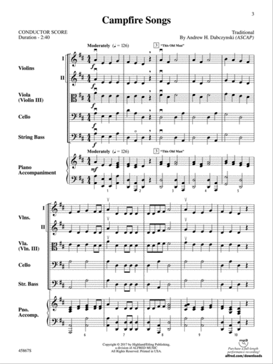 Campfire Songs: Score Campfire Songs: Score String Orchestra scores gallery preview page 3